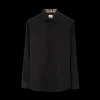 Chemise BURBERRY Sherfield coton noir col check beige broderie Cavalier