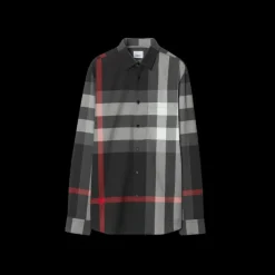 Chemise BURBERRY Summerton coton gris check noir rouge