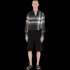 Chemise BURBERRY Summerton coton gris check noir rouge