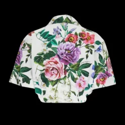 Chemise courte à nouer DOLCE & GABBANA coton blanc imprimé fleurs
