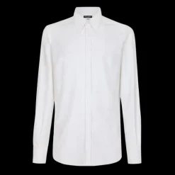 Chemise DOLCE & GABBANA coupe Martini jacquard de coton blanc monogramme DG