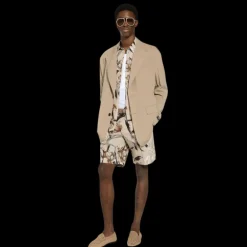 Chemise DOLCE & GABBANA manche longue Martina popeline beige imprimé tulipes