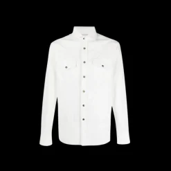 Chemise en coton blanc velours côtelé