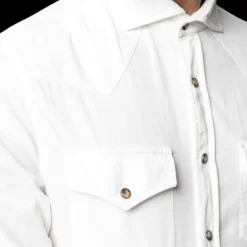 Chemise en coton blanc velours côtelé