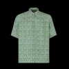 Chemise FENDI col semi italien soie jacquard FF effet tressé vert