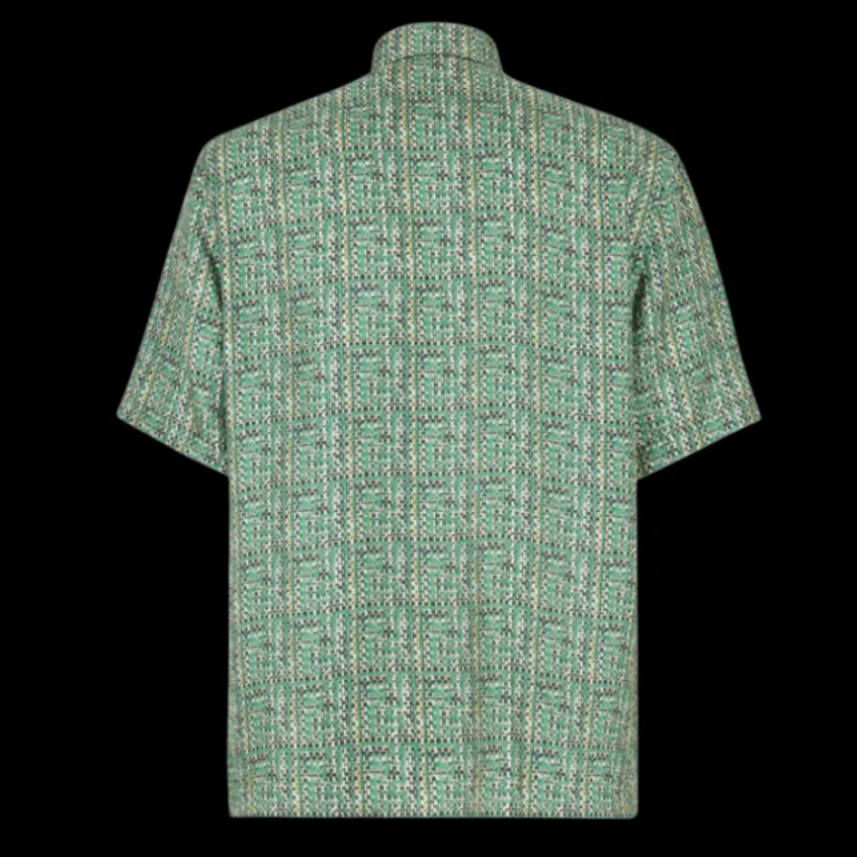 Chemise FENDI col semi italien soie jacquard FF effet tressé vert