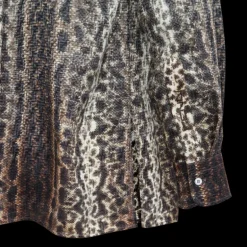 Chemise FENDI col v soie dégradé bleu clair marron micro motif FF