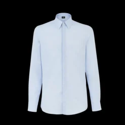 Chemise FENDI soie bleu ciel multi micro FF jacquard