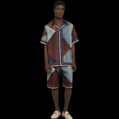 Chemise Hawaïenne DOLCE & GABBANA sergé de soie imprimé multicolore