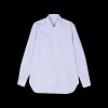 Chemise KITON manche longue col italien popeline coton blanc bleu