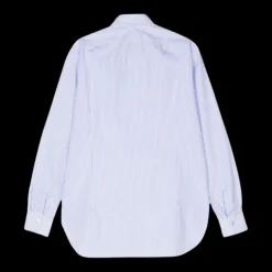 Chemise KITON manche longue col italien popeline coton blanc bleu