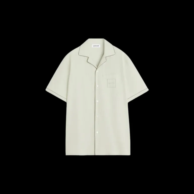 Chemise LANVIN bowling viscose soie fluide mastic broderie logo