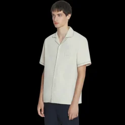 Chemise LANVIN bowling viscose soie fluide mastic broderie logo