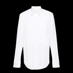 chemise LANVIN col plat pointu coton blanc nervures plastron