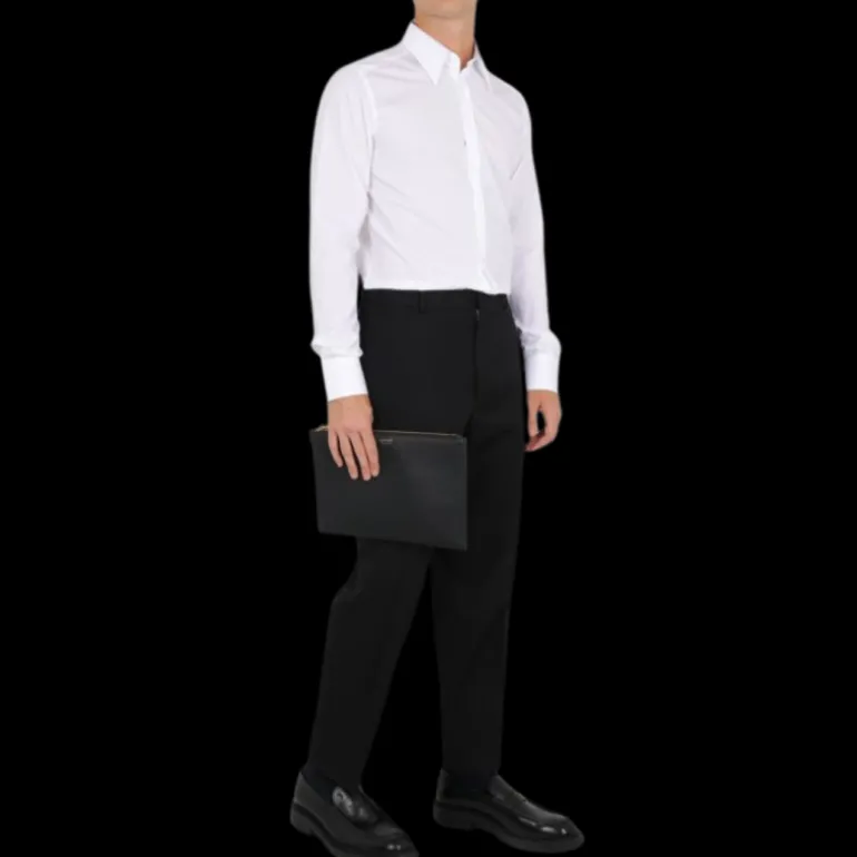 Chemise manche longue DOLCE & GABBANA Martini coton blanc col Kent