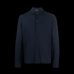 Chemise manche longue HERNO jersey coton bleu marine