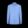 Chemise manche longue TOM FORD grand col popeline coton bleu ciel