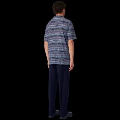 Chemise MISSONI manches courtes jersey zigzag bleu