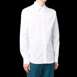 chemise popeline coton ALEXANDER MCQUEEN blanc col pointu boutonnière cachée