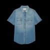 Chemise SAINT LAURENT manches courtes denim coton jean bleu