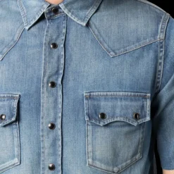 Chemise SAINT LAURENT manches courtes denim coton jean bleu