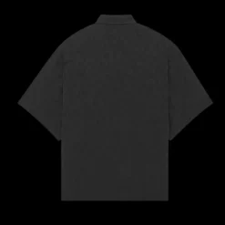 chemise SAINT LAURENT oversize manches courtes soie mate brillante noire