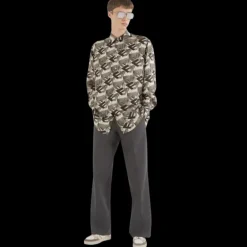 Chemise soie FF Fendi block effet 3D gris