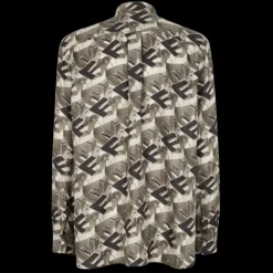 Chemise soie FF Fendi block effet 3D gris