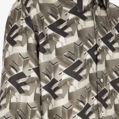 Chemise soie FF Fendi block effet 3D gris