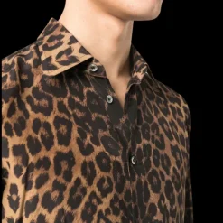 Chemise TOM FORD manche longue soie léopard