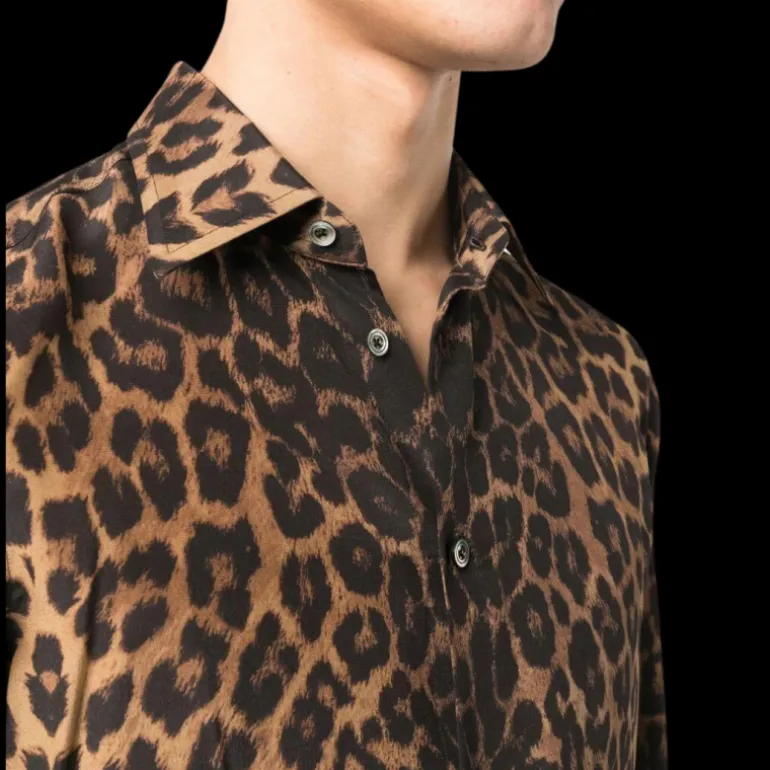 Chemise TOM FORD manche longue soie léopard