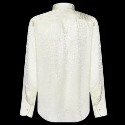 chemise TOM FORD manche longue soie ivoire motif léopard