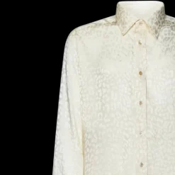 chemise TOM FORD manche longue soie ivoire motif léopard