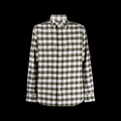 Chemise TOM FORD Western coton carreaux Vichy Gris beige