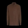 Chemise ZEGNA manche longue pur lin marron chocolat