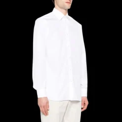 Chemise ZEGNA manche longue col italien popeline coton blanc