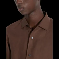 Chemise ZEGNA manche longue pur lin marron chocolat