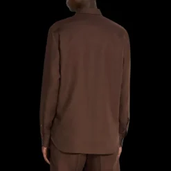 Chemise ZEGNA manche longue pur lin marron chocolat
