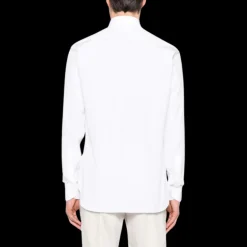 Chemise ZEGNA manche longue col italien popeline coton blanc