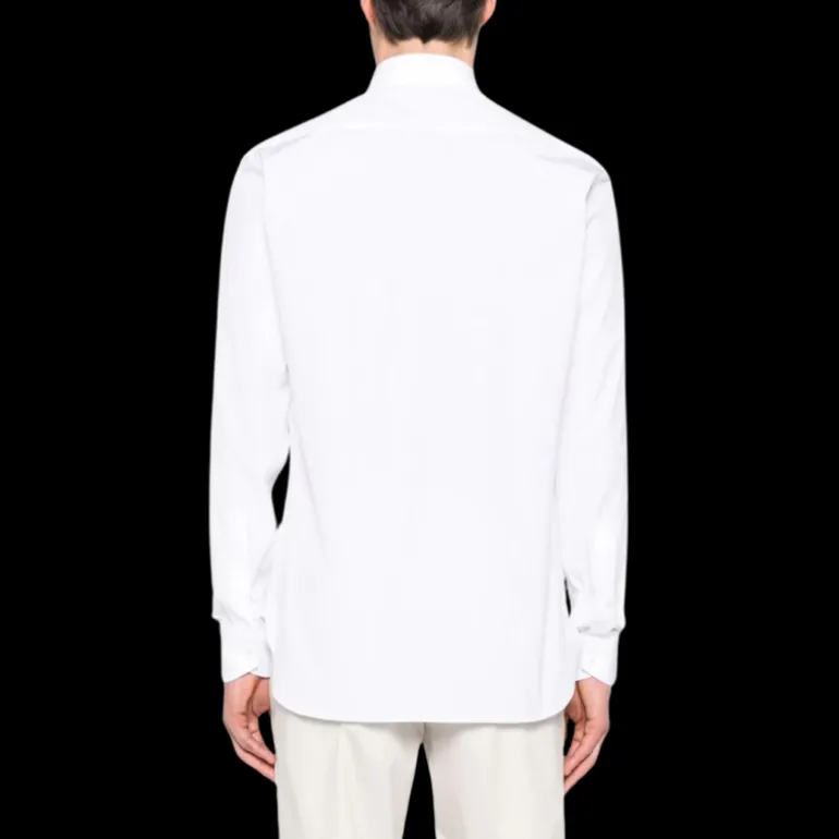 Chemise ZEGNA manche longue col italien popeline coton blanc