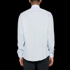 Chemise ZEGNA manche longue col italien pur lin bleu ciel