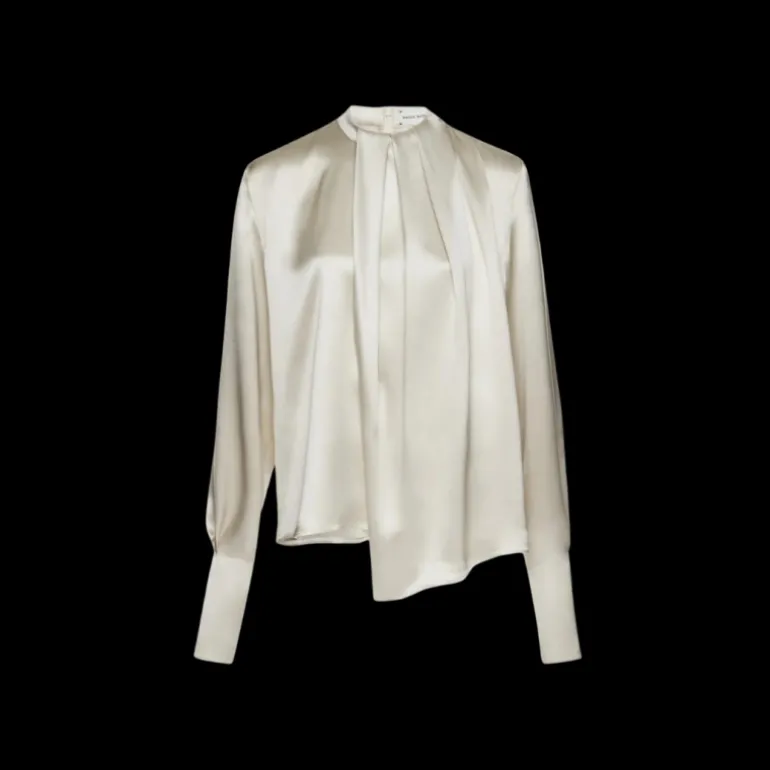 Chemisier MAGDA BUTRYM manche longue col rond soie gris argent