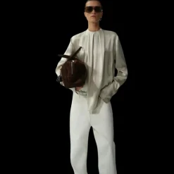 Chemisier MAGDA BUTRYM manche longue col rond soie gris argent