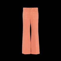 CHLOE Pantalon jean bootcut court toile coton corail