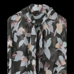 CHLOE Top blouse Georgette de soie imprimé floral col lavallière