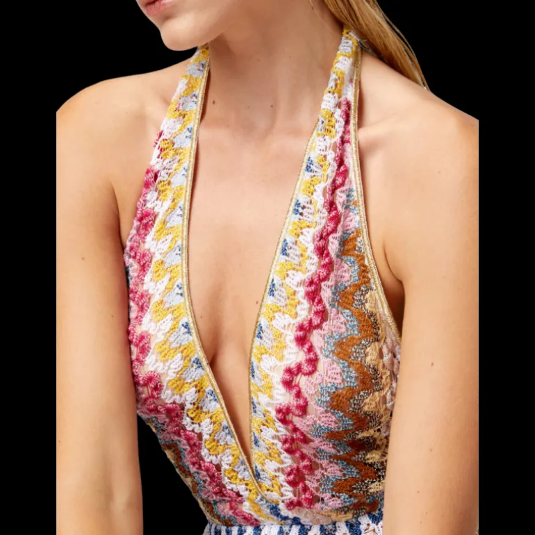 Combishort MISSONI dentelle viscose lamée motif zigzag