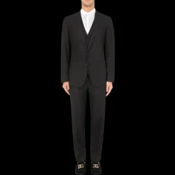 Costume 3 pièces Martini bleu marine Dolce Gabbana Veste à revers Gilet Pantalon