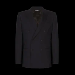 Costume croisé DOLCE & GABBANA laine stretch bleu marine