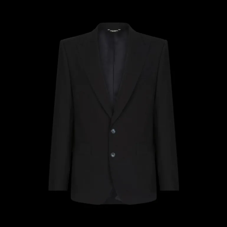 Costume Smoking DOLCE & GABBANA laine vierge micro caviar bleu nuit