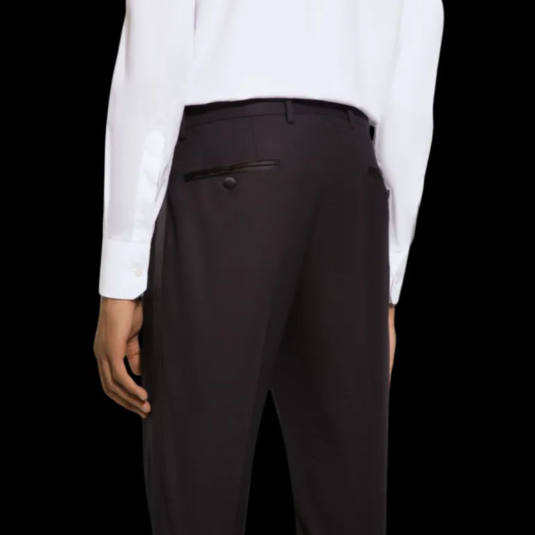 Costume Smoking DOLCE & GABBANA laine vierge micro caviar bleu nuit